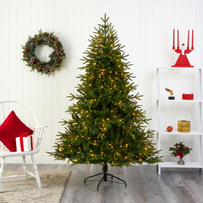 Nearly Natural Mountain Natural Look Faux 6 1/2 Foot Pre-Lit Fir Christmas Tree