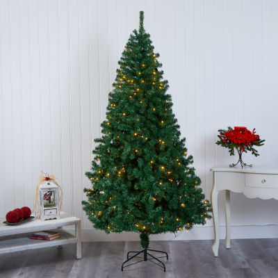 Nearly Natural Northern Tip Faux 8 Foot Pre-Lit Christmas Tree