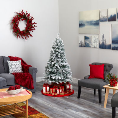 Nearly Natural Flocked 5 Foot Spruce Christmas Tree