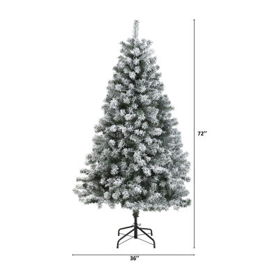 Nearly Natural Flocked 6 Foot Spruce Christmas Tree