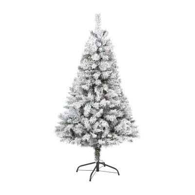 Nearly Natural Flocked White Foot Pine Christmas Tree