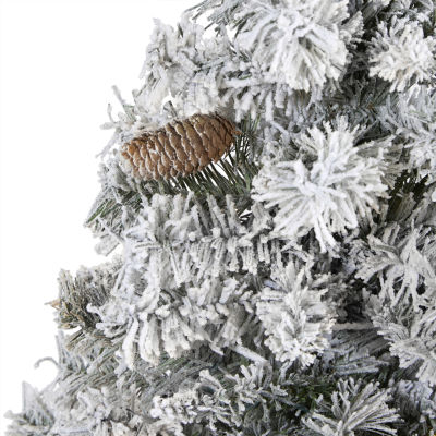 Nearly Natural Flocked White Foot Pine Christmas Tree