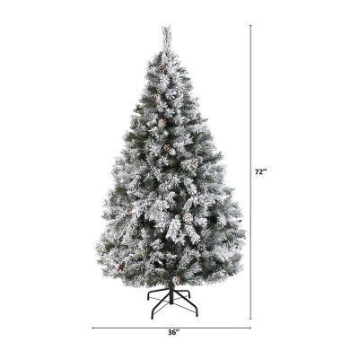 Nearly Natural Flocked White 6 Foot Pine Christmas Tree