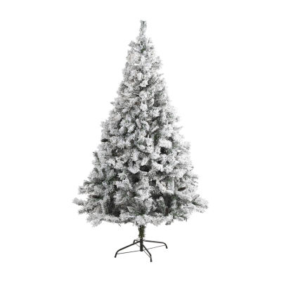 Nearly Natural Flocked White Foot Pine Christmas Tree