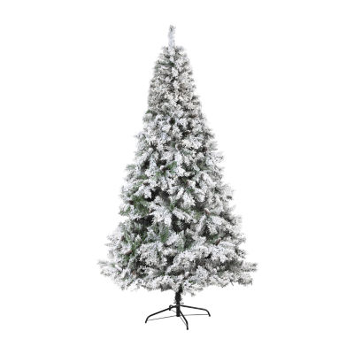 Nearly Natural Flocked White 8 Foot Pine Christmas Tree