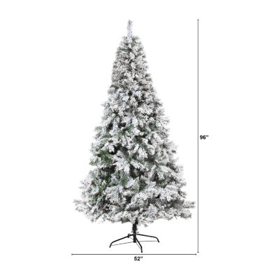 Nearly Natural Flocked White 8 Foot Pine Christmas Tree