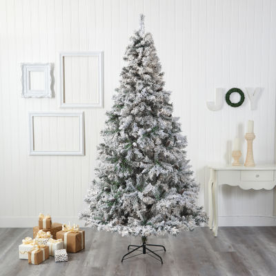 Nearly Natural Flocked White 8 Foot Pine Christmas Tree