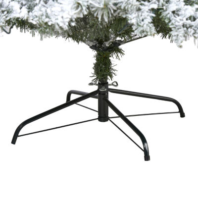 Nearly Natural Flocked Mountain Faux 8 Foot Pre-Lit Pine Christmas Tree