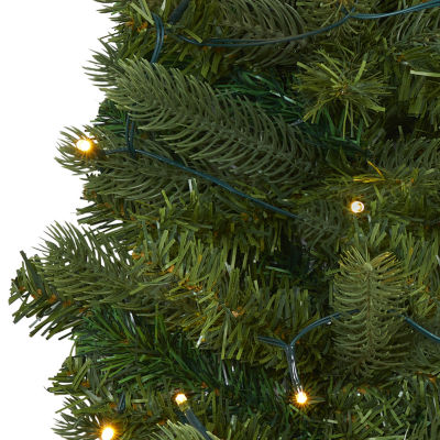 Nearly Natural Flat Back Wall Hanging Faux 2 Foot Pre-Lit Christmas Tree