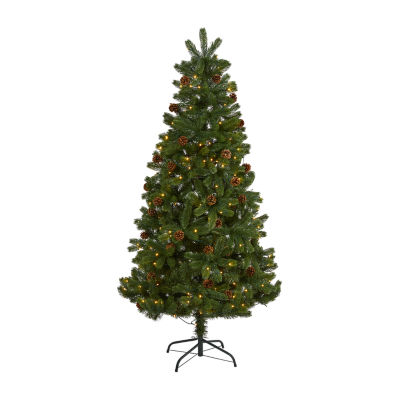 Nearly Natural Rocky Mountain Faux 6 Foot Pre-Lit Spruce Christmas Tree