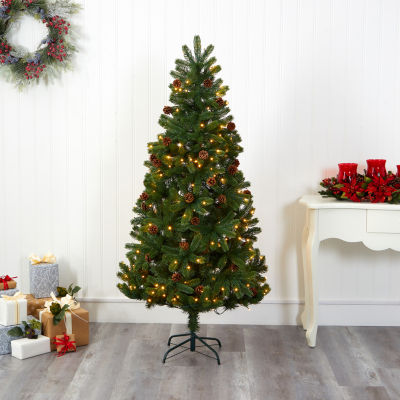 Nearly Natural Rocky Mountain Faux 6 Foot Pre-Lit Spruce Christmas Tree