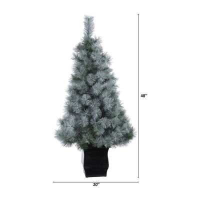 Nearly Natural Snowy Faux 4 Foot Pre-Lit Pine Christmas Tree