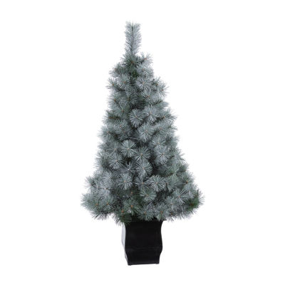 Nearly Natural Snowy Faux 4 Foot Pre-Lit Pine Christmas Tree