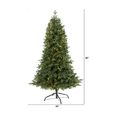 Nearly Natural Vermont Faux 5 Foot Pre-Lit Fir Christmas Tree