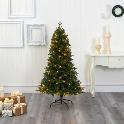 Nearly Natural Vermont Faux 5 Foot Pre-Lit Fir Christmas Tree