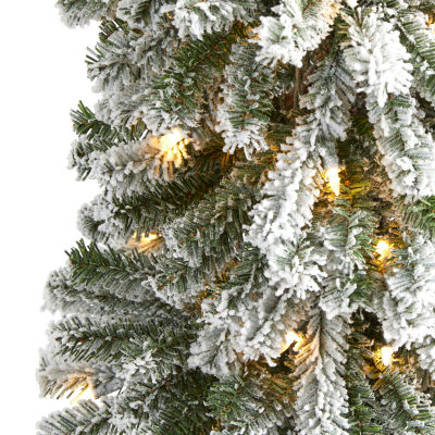 Nearly Natural Flocked 6 Foot Pre-Lit Christmas Tree