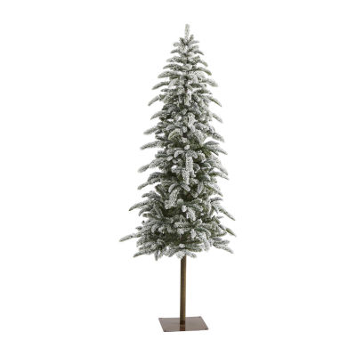 Nearly Natural Flocked 6 1/2 Foot Pre-Lit Christmas Tree