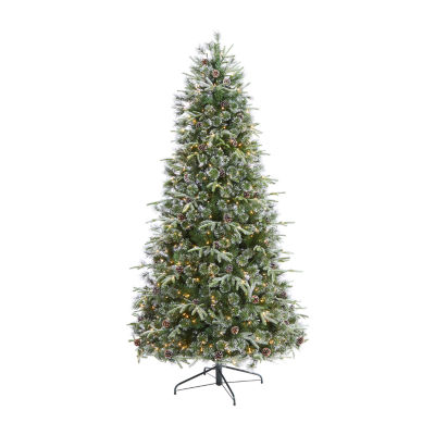 Nearly Natural Snowed Tipped 7 1/2 Foot Pre-Lit Pine Christmas Tree