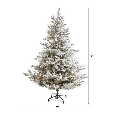 Nearly Natural Flocked Fraser Faux 6 Foot Pre-Lit Fir Christmas Tree