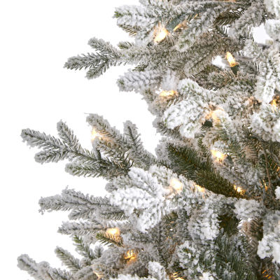 Nearly Natural Flocked Fraser Faux 6 Foot Pre-Lit Fir Christmas Tree