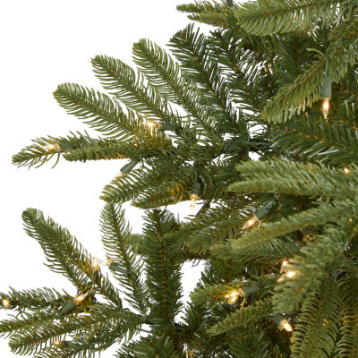 Nearly Natural Layered Faux 7 1/2 Foot Pre-Lit Spruce Christmas Tree