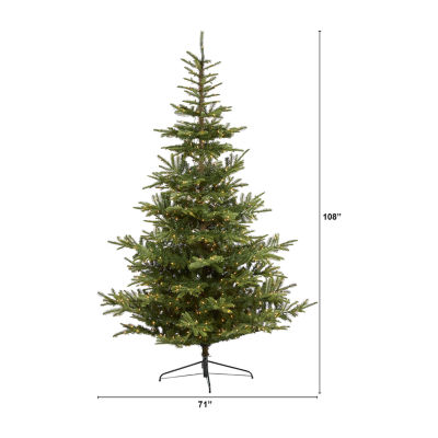 Nearly Natural Layered 9 Foot Pre-Lit Spruce Christmas Tree