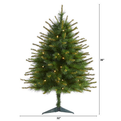 Nearly Natural 3 Foot Pre-Lit Pine Christmas Tree