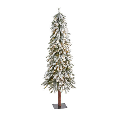 Nearly Natural Flocked 5 Foot Pre-Lit Christmas Tree