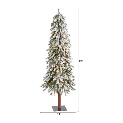 Nearly Natural Flocked 5 Foot Pre-Lit Christmas Tree