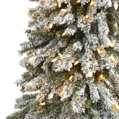 Nearly Natural Flocked Grand Faux 7 Foot Pre-Lit Christmas Tree