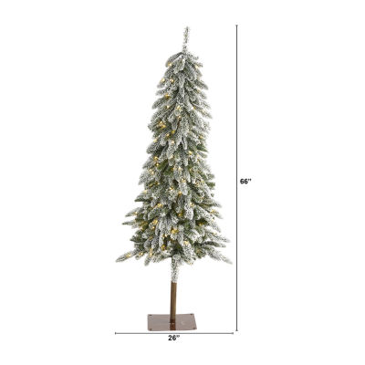 Nearly Natural Flocked 5 1/2 Foot Pre-Lit Christmas Tree