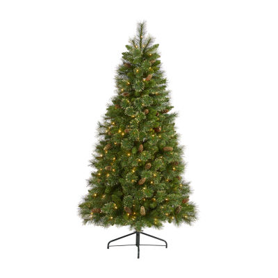 Nearly Natural Golden Tip 6 Foot Pre-Lit Pine Christmas Tree