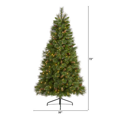 Nearly Natural Golden Tip 6 Foot Pre-Lit Pine Christmas Tree