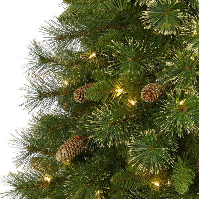 Nearly Natural Golden Tip 6 Foot Pre-Lit Pine Christmas Tree