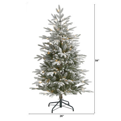 Nearly Natural Flocked 4 1/2 Foot Pre-Lit Spruce Christmas Tree