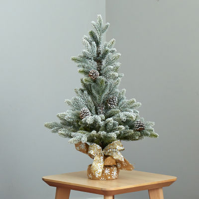 Nearly Natural Flocked Faux With Cones 2 Foot Christmas Tree