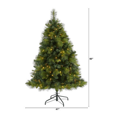 Nearly Natural North Carolina Mixed Faux Foot Pre-Lit Pine Christmas Tree