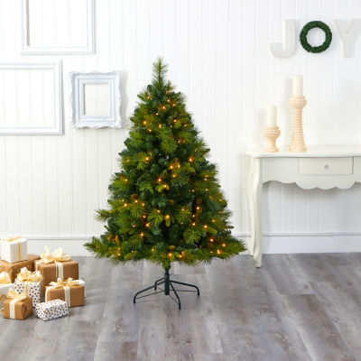 Nearly Natural North Carolina Mixed Faux Foot Pre-Lit Pine Christmas Tree