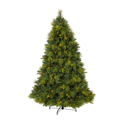 Nearly Natural North Carolina Mixed Faux 6 1/2 Foot Pre-Lit Pine Christmas Tree