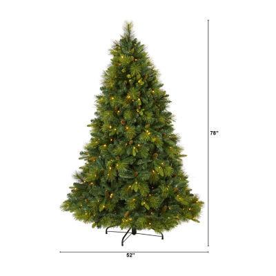 Nearly Natural North Carolina Mixed Faux 6 1/2 Foot Pre-Lit Pine Christmas Tree