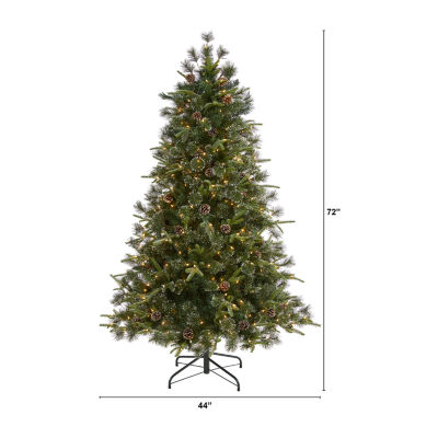 Nearly Natural Snowed Tipped Faux 6 Foot Pre-Lit Pine Christmas Tree