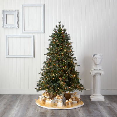 Nearly Natural Snowed Tipped Faux 6 Foot Pre-Lit Pine Christmas Tree