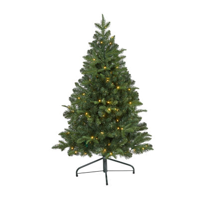 Nearly Natural Flat Back 4 Foot Pre-Lit Spruce Christmas Tree