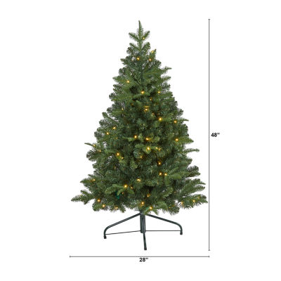 Nearly Natural Flat Back 4 Foot Pre-Lit Spruce Christmas Tree