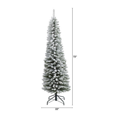Nearly Natural Flocked Pencil 6 Foot Christmas Tree