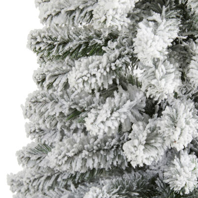 Nearly Natural Flocked Pencil 6 Foot Christmas Tree