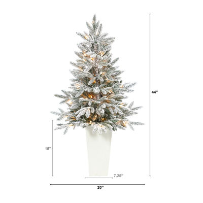 Nearly Natural Flocked 4 Foot Pre-Lit Spruce Christmas Tree