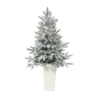 Nearly Natural Flocked 4 Foot Pre-Lit Spruce Christmas Tree