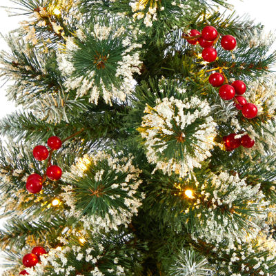 Lit Faux Frosted Pine Christmas Tree With Ornaments - 4 Ft.