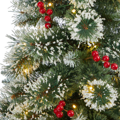 Nearly Natural Frosted Swiss Faux 4 Foot Pre-Lit Pine Christmas Tree